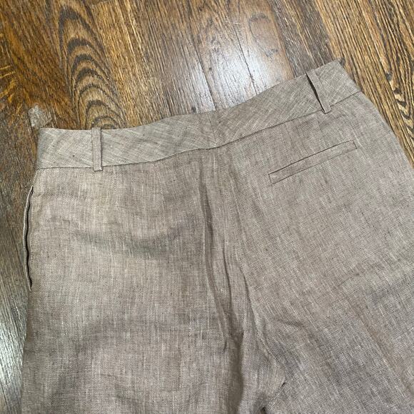 Anne Klein Linen Trousers Size 8 Petite Lined Wide Leg Brown Linen Pants - Picture 5 of 6